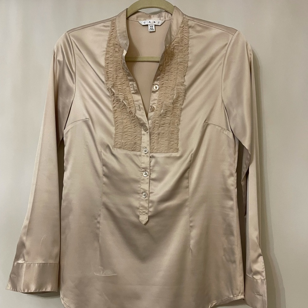 CAbi long sleeve blouse, champagne color
